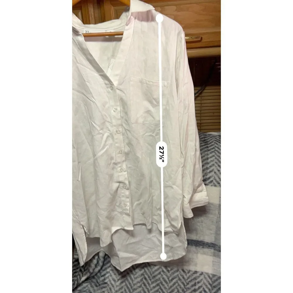 New York & Company Button Down Shirt White XL - Picture 7 of 7